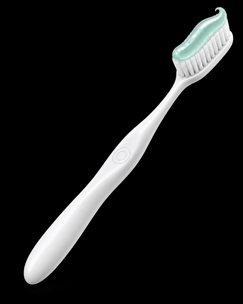 White OneOral toothbrush with a ribbon of mint gel